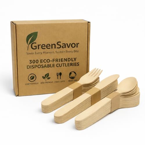 300 Birch Wood Disposable Cutlery Set (Eco-Friendly)