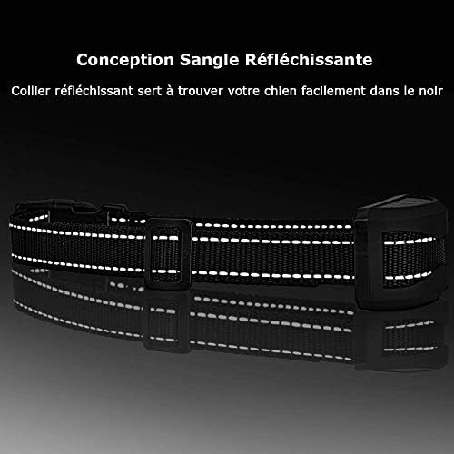 Collier Anti-aboiement Chien - 3 Modes Choc Électrique/Vibration/Sensibilité Aide au Dressage Inoffensif Automatique IP65 Batterie Rechargeable Sangle Reflechissant Réglable pour Petit Gros Chien