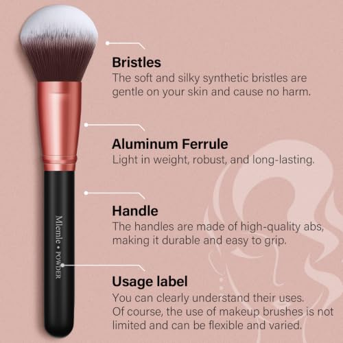 Image of Makeup Brushes Set, Mlemle Professional 25 Pcs Makeup Kit, Include Foundation Powder Blush Concealers Eye shadows 21 Pcs Makeup Brushes and 2 Powder Puff, 2 Makeup Sponge(B01-RoseGold)