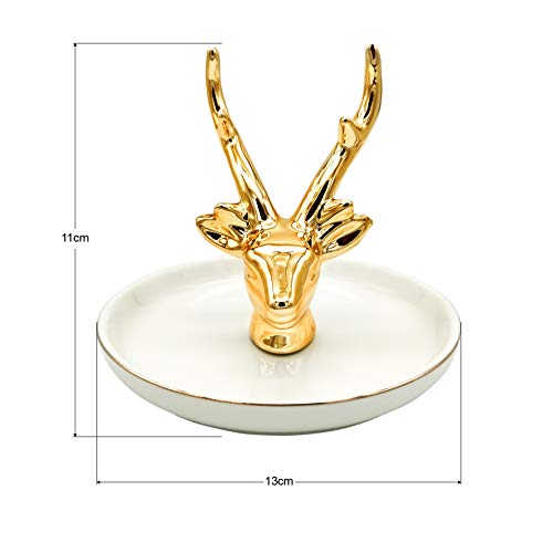 Ceramic Golden Deer Ring Holder Jewelry Tray Desktop Jewelry Display Organizer Home Decor #TOP1