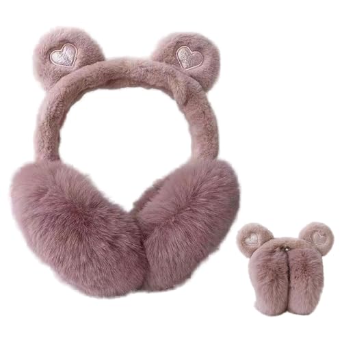 LdawyDE Ohrenwärmer Damen, Winter Warme Plüsch Ohrenschützer Kinder Mädchen Süße Bärenohren Ohrenwärmer Faltbare Ohrwärmer Ohrschützer Winter Winddicht Earmuffs Perfekt für kalte Wintertage