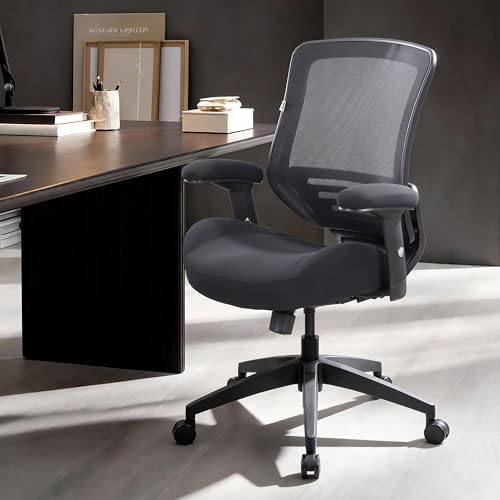 Image of BOLISS 400lbs Ergonomic Office Chair Soft Thick Seat with Mesh Back (Black) | Wide Cushion, Computer Desk Chair, Tilt Lock, Height Adjustable Arms and Lumbar Support Reduce Back Pain