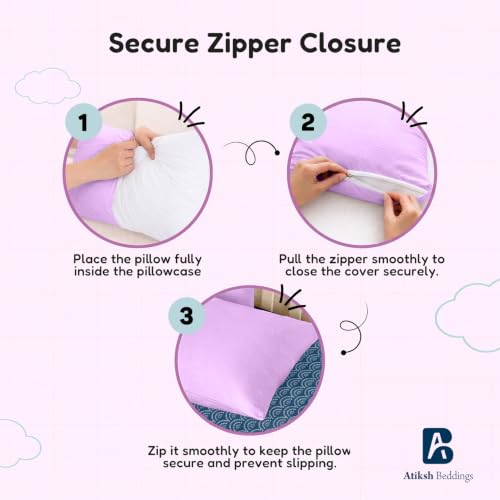 Image of Atiksh Beddings 13x18 Inch Zipper Closure Toddler Travel Pillow Cases Pack of 2 - 100% Soft Egyptian Cotton, 600 Thread Count, Small Travel Pillowcase Covers for Kids & Baby Pillow Lavender