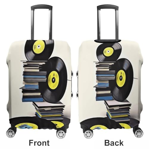 Vinyl Records And Tapes Luggage Cover, Washable Elastic Suitcase Cover Protector Fit 18-32 Inch Luggage3