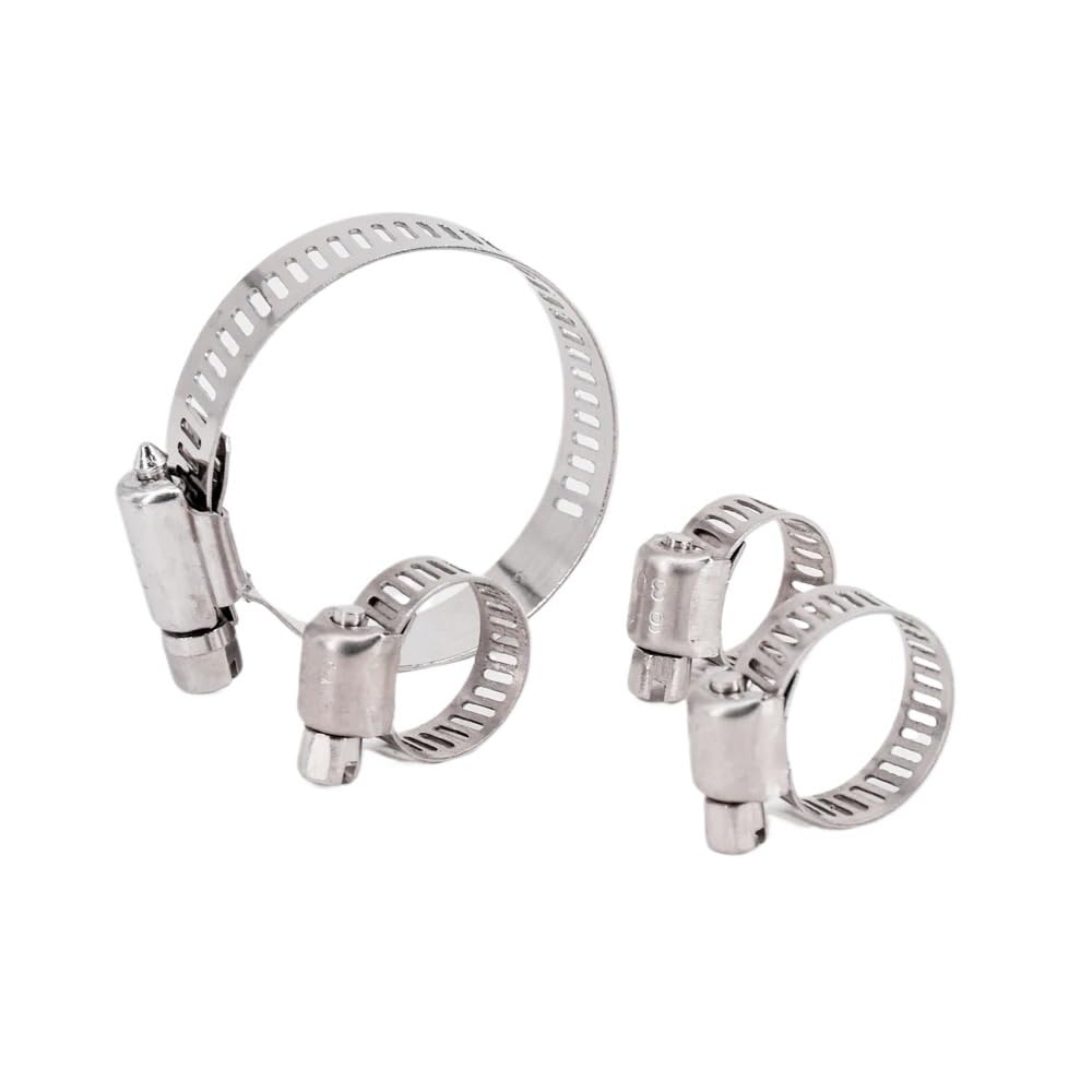 5 PCS Hose Clamp 6-12mm 1/4" 3/8" 304 Stainless Worm Drive Spring Clip Water Fuel Line Homebrew(27-51mm)