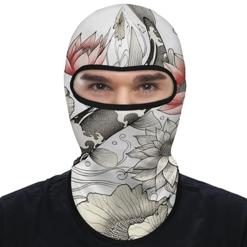 Máscara facial de pasamontaña con diseño de hojas de carpa japonesa para hombre y mujer, protección solar, transpirable, cubre todo el cabeza para senderismo, ciclismo, running y conducción miniatura 1