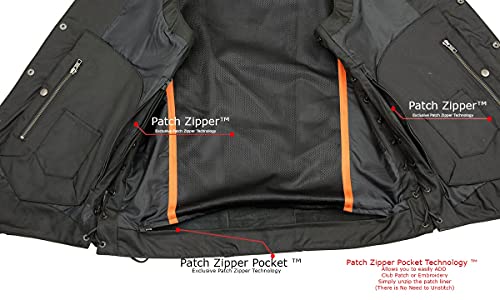 Milwaukee Leather SH1392Tall Men's Black Leather 10 Pocket V-Neck Side Lace Motorcycle Rider Vest w/Snap Closure4