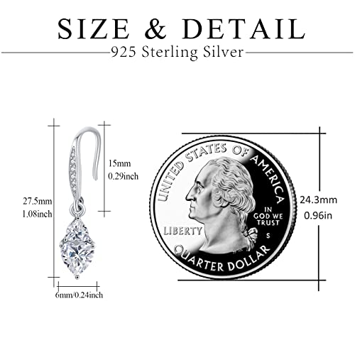 April Birthstone Earrings Sterling Silver White Cz April Birthstone Dangle Drop Earrings April Birthstone Jewelry Gifts For Women Girls Mother's Day #TOP1