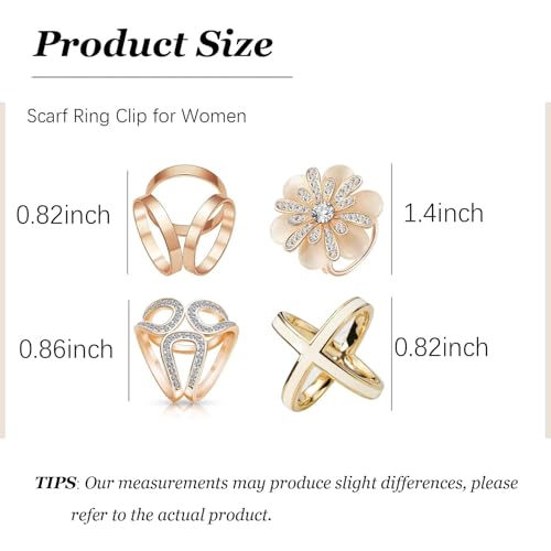 Image of 2 Pcs Scarf Ring Clips for Women Metal Shirt Tightener Cinch Buckle for Silk Scarf Shawl Blouse Sweater T Shirt Clothing Accessories