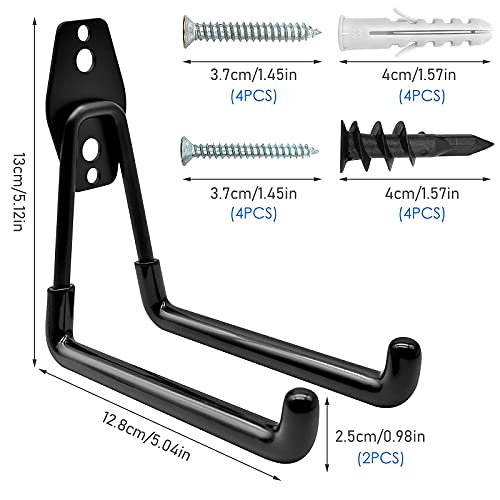 Cisolen Gancho Para Colgador De Garaje Ganchos De Garaje Para Trabajo Pesado Gran Capacidad De Carga Para Herramientas Eléctricas Escaleras Bicicletas 2 Piezas