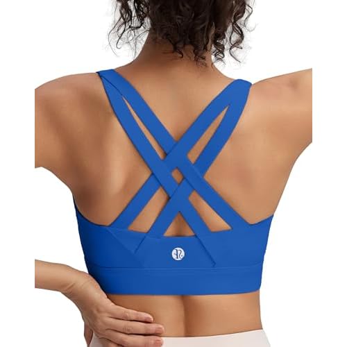 RUNNING GIRL Sports Bra for Women High Support,Strappy Running Supportive High Impact Sports Bras with Sewn in Pads