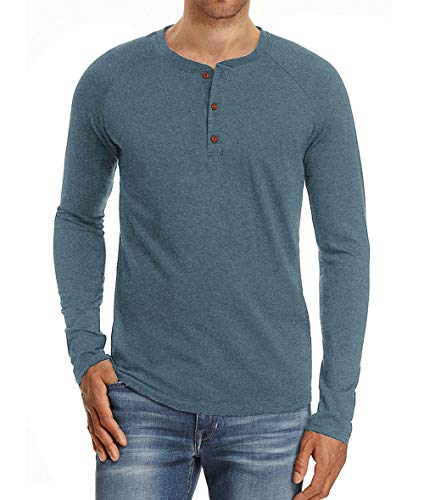 Camiseta de Manga Larga para Hombre Regular Camisa Ocio Color Sólido La Moda Blusa Superior Retro Henley Camisas 2019 Nuevo 10 Colores Cover