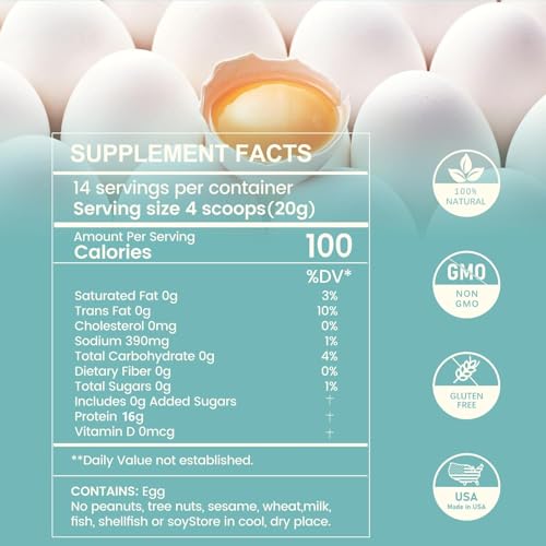inGreens 283g Egg White Powder | 10 oz Egg White Protein Powder | Made in USA | Gluten-Free | No Antibiotics | Lactose-Free for Baking | Cooking | Desserts
