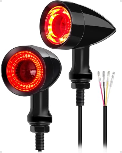Image of Benlari Motorcycle Bullet 48 LEDs Rear Turn Signal Light SMD Blinker Indicator Fit for Honda Yamaha Suzuki Kawasaki Harley (Black,Rear Turn Light) (Black /Red and Amber Light)