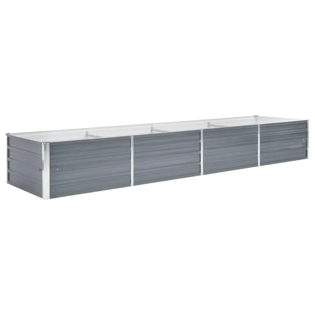 vidaXL Lit Surélevé Acier Galvanisé 320x80x45 cm Gris Jardinière Pot de Fleurs