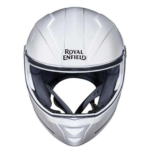 Image of Royal Enfield MOD Adroit Modular Flip up Helmet | ISI Certified | Thermosplastic Shell | Micrometric Lock | UV Treated & Scratch Resistant Visor |White (L) 60 CM
