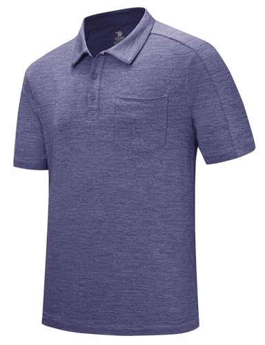 Image of Rdruko Men's Polo Shirts Short Sleeve Quick Dry Outdoor Golf Sports Shirts with Pocket