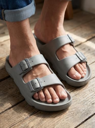 Image of Carlton London Men's Casual Thong Flip Flops with Striped Straps and Metallic Accent