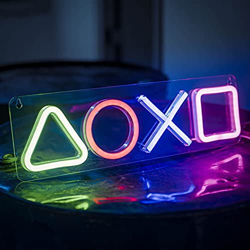 Gaming Neon Signs Lamp Led Lights Up Man Cave Game Room Decor Lighting Icons Logo Men Bedroom Wall Stuff Decorations Gamer Setup Mens Guys Cool Things Accessories, Assecories for Playstation 5