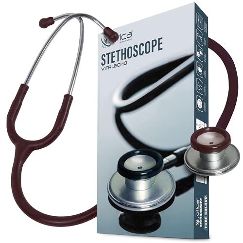 Image of OTICA Acoustic Lightweight Stethoscope for Doctors, Nurses, Students, Home Health Use, Adult, Dual Head, Aluminum Chestpiece (Brown)