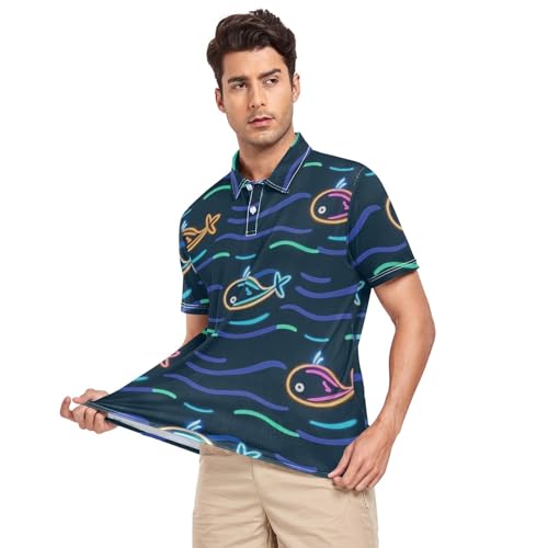 Polo anti-transpiration homme requin | Chemise d'été extensible fraîcheur active