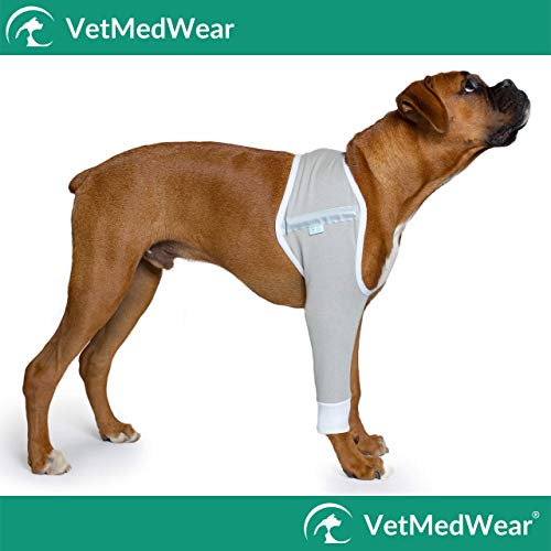 Image of Shoulder Protective Sleeve for Dogs - E-Collar Alternative - After Surgery Wear - for Hot Spots, Wounds, Bandages, and Other Skin Conditions (XS - Short Sleeve, Teal Green)