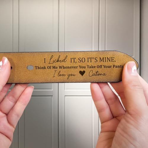 I Lick You So It's Mine, Personalized Engraved Leather Belt for Him - I Suck You So It's Mine Leather Belt, Gift for Husband, Boyfriend, Anniversary, Valentine’s Day, Birthday3