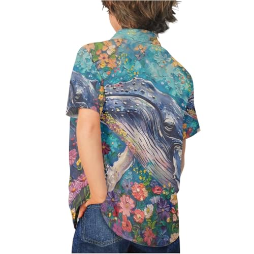 Image of PinUp Angel Funky Casual Hawaiian Shirt Kids Boys Girls Art Oil Painting Animal Pattern Short Sleeve Unisex Beach Shirt