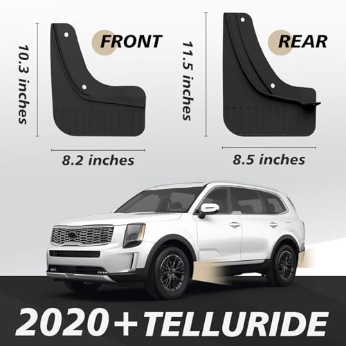 Image of Muslogy Mud Flaps Splash Guards Compatible with Kia Telluride 2020-2025 2026 Accessories Front and Rear Mud Guards 4PCS No Drilling Fender Mudguards Kit with Hardware Accessories