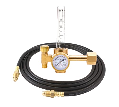 SÜA® Carbon Dioxide CO2 MIG Flowmeter - Welding Regulator with 5 Feet Argon Hose - CGA 320 - Model: MD
