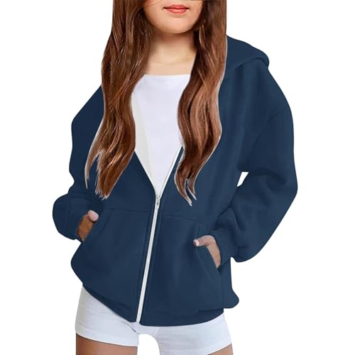 Girls Zip Up Hoodies Full-Zip Sweatshirts Jacket Preppy Clothes Fall Casual Oversized Hoodies with Pocket2