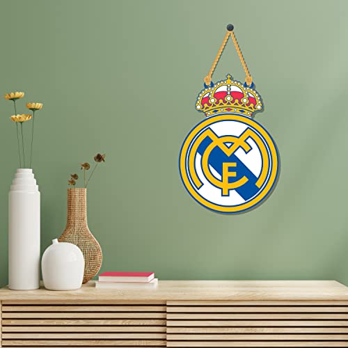 Bhai Please Real Madrid Wooden Wall Decor | Hanging | Wall Art | Wooden Hanger For Living Room | Bedroom | Office - For Home Decor, Gift | Football, 6 Inch