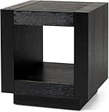 Maven Lane Artemis Side Table – 22 Inch Square Table with Storage – Black Solid Wood – Ideal for Living Room and Bedroom