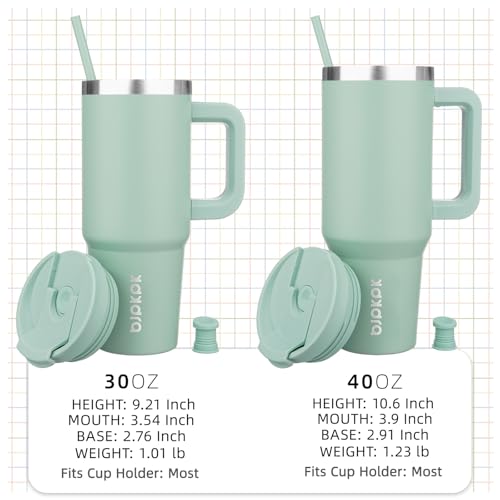 Image of BJPKPK Insulated Tumblers With Handle And Straw 30 oz Stainless Steel Tumbler Cups With Lid,Pistachio Green
