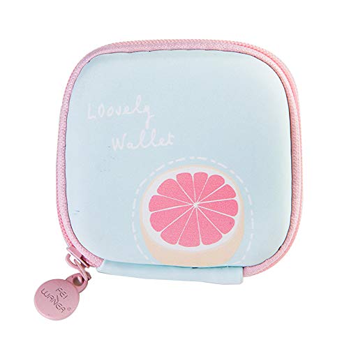 Preisvergleich Produktbild XdiseD9Xsmao Druck-Reißverschluss-Geldbörse, Niedliche Mini-Kuchen-Eiscreme-Kopfhörer-Speic... Blaue Pampelmuse