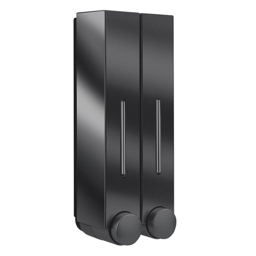 Dispenser di sapone da parete per bagno, 3 scomparti da 420 ml, dispenser per lozioni per doccia, cucina, hotel, installazione senza foro, plastica ABS, serratura bianca