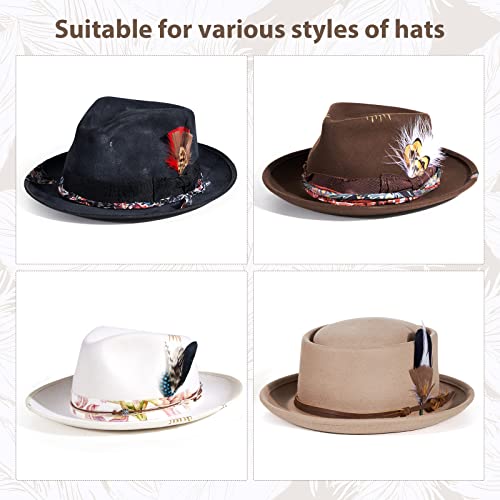 MIX BROWN Hat Feathers, Assorted Natural Feather Packs Accessories for Fedora Cowboy Hats, Pork Pie Trilby Hats