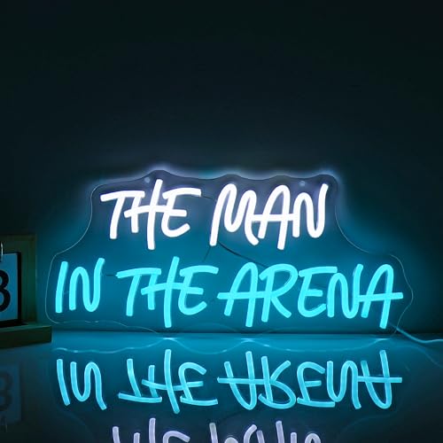 Image of Neon Sign, Pkshfja The Man Dimmable LED Neon Signs for Wall Decor, White & Blue Inspirational Light up Bar Signs for Man Cave, Gym, Office, Business & Game Room Decor - USB Powered