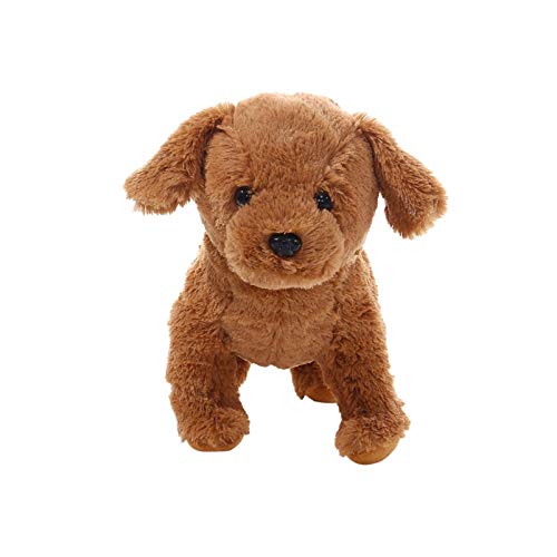 Gahrchian Cute Plush Dog Toy Stuffed Animals Handmade Realistic Plush Toys Puppy Chirdren Kids Birthday Toys Gift for Boys Girls Family Friends (1-Dark Brown)