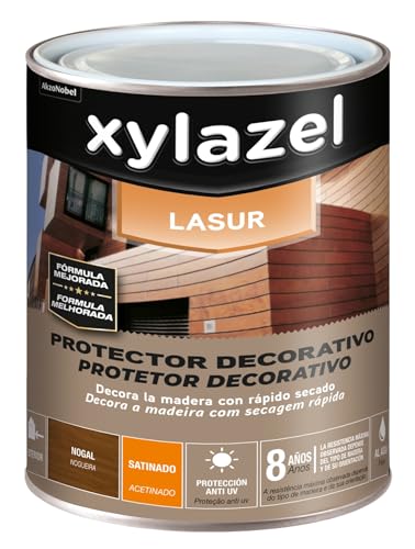XYLAZEL Lasur Protector Decorativo al agua Satinado Nogal, 750 ml