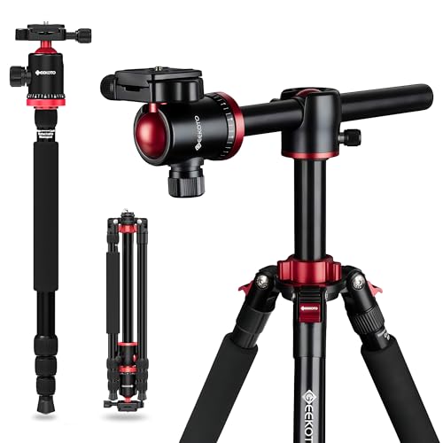 GEEKOTO Aluminum Camera Tripod with 360-Degree Ball Head and Rotatable Center Column, for DSLR and...