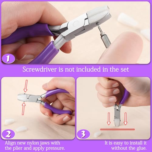 Image of SPEEDWOX 3-Inch Nylon Jaw Pliers for Jewelry Making, Flat Jaw, Purple