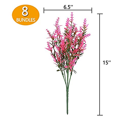 Buiten decoratieve planten 8 stks kunstmatige lavendel bloemen outdoor nep bloemen faux plastic planten tuin veranda… - Afbeelding 3