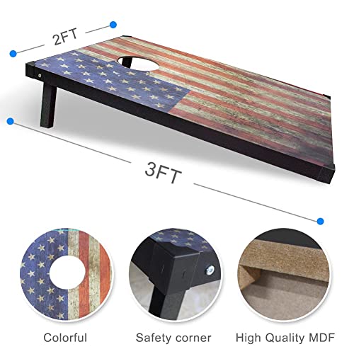 Corn Holes Outdoor Game Set: Cornhole Set Regulation Size With 8 Corn Hole Bean Bags & Cornhole Carrying Case, Mdf Wood Cornhole Boards Bean Bag Toss Game For Backyard, Beach, Tailgates, Party(Flag) #TOP1