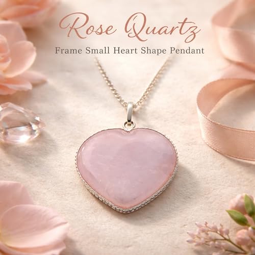 Image of REMEDYWALA Charged Energized Frame Heart Shape Pendant with Metal Chain | Frame Heart Shape Crystal Stone Pendant for Women and Men
