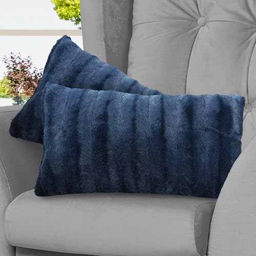 Cheer Collection Faux Fur Throw Pillows - Decorative Pillows for