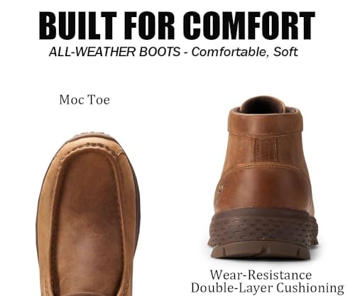Image of SUREWAY Men's Chukka Boots,Fashion and Comfort Driving Shoes,Lightweight Durability Leather Moc Toe Work Boots