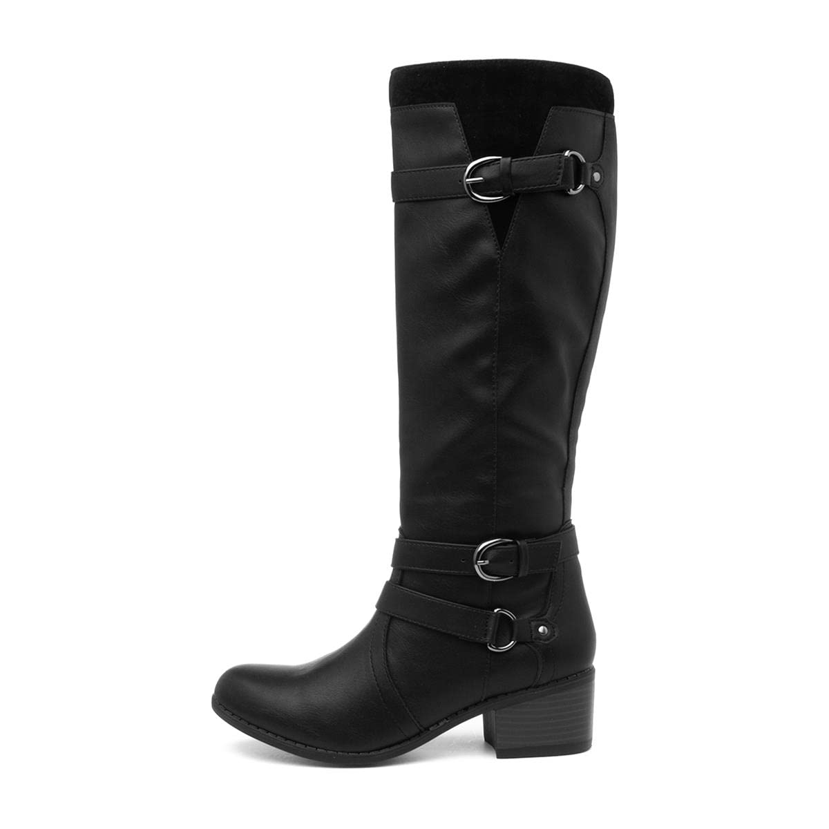 Womens Black Block Heel Riding Boot