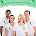 Yunlly Mental Health Awareness Ribbon with Safety Pins Bulk Green Ribbon Satin Kidney Disease Liver Cancer Awareness Items for Women or Men Charity Public Social Event Public(150 Pieces)