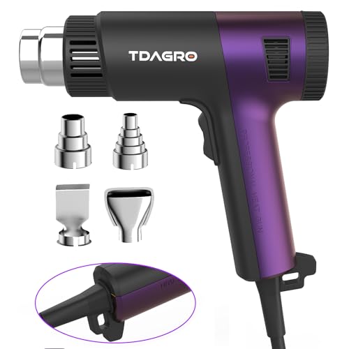 TDAGRO 1800W Heat Gun (122℉-1202℉) with 4 Nozzles & Temp...